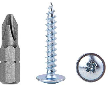 (Pack of 100 pcs) Zinc Plated Steel 5.0 x 30 mm Wood Screws, Metal Screws, Modified Truss Head, Self Tapping (100, 5.0 x 30 mm)
