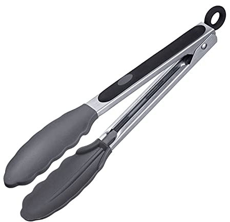 Westmark Servierzange, Mit Silikonlaffen und gummierten Griffen, Länge: 21 cm, Rostfreier Edelstahl/Kunststoff/Silikon, Classic Silicone Mini, Silber/Schwarz, 16162270