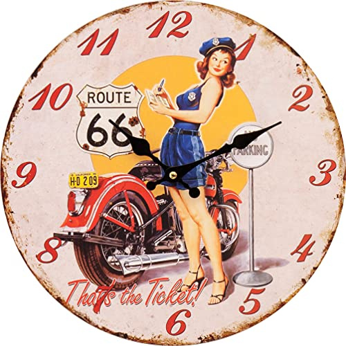 Akizuki Boeki Antique Clock No Parking. Police Girl Diameter 13.4 x Depth 1.4 inches (34 x 3.5 cm) HW21A0097