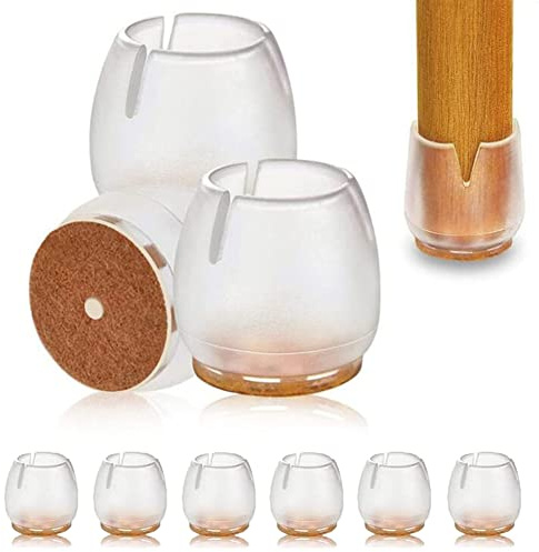 24 Pezzi Tappi Sedie Silicone 20-30 mm Rotondi Feltrini Piedini per Sedie Cancellazione del Rumore e Antiscivolo Tappetini Antigraffio