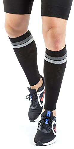 Relaxsan Sport 803 (Negro/Gris, S) Bandas Deportivas Pantorrilla de Compresión Unisex Hombre Mujer