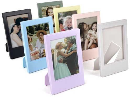 HIYQIN 2x3 Zoll Bilderrahmen, Mini Fotorahmen Set mit transparenter Schutzfolie - Kleine Rahmen für Instax Mini EVO/12/11/Liplay/41/40/99/SE/9/8/7+ Fotos - für Polaroid 3-Zoll Filmrahmen (7 Stück)