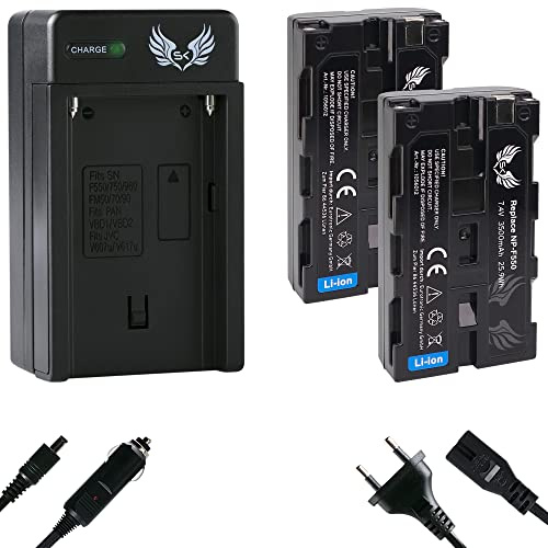 2X SK Akku Ersatz für Sony NP-F550 |- 3500mAh -| + Charger für Sony Akku NP-F570 NP-F730 NP-F750 NP-F960 NP-F970 NP-F980 // Blitzgeräte Videoleuchten