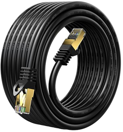 Qxcynsef 60M Outdoor Cat 6 Ethernet Patch Cable,Cat6 Internet 26AWG Heavy Speed-Duty LAN RJ45 Networking Shielded-550-Mhz Waterproof Direct Burial Long Network Cord 60M