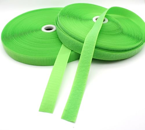 DOJA Barcelona | Klettband zum Nähen | Klettverschluss Grün | 25 m lang | 25 mm breit | Industriell | Nylon