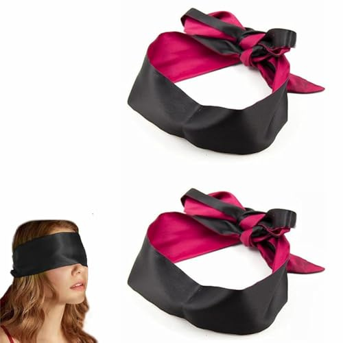 Sleeping Mask,Eye Mask Sleep,Sleep Mask,Sleep Mask Silk,Augenmaske aus Satin,Sexy Augenbinde zum Schlafen,Sexy Augenmaske,Augenband,Augenbinde,Augenmaske,Augen Gebunden,2 Stück (Schwarz Rose)