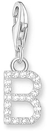 THOMAS SABO Charm-Anhänger Buchstabe B mit weißen Steinen Silber 925 Sterlingsilber