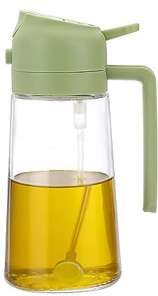 SUMNACON 2 in 1 Oil Dispenser Bottle Oil Spray Bottle for Kitchen, 17oz Oil and Vinegar Dispenser Olive Oil Bottle Kitchen Oil Sprayer Mister for Cooking Air Fryer (Green)