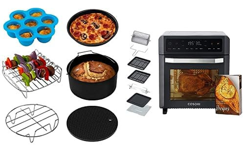 COSORI Heißluftfritteuse 12L mit Sichtfenster und dualer Heizung, Sechsteiliges Zubehörset für 5,5L Fritteusen Air Fyer aller Marken
