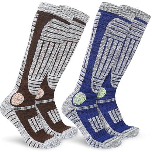 srclo Thermal Ski Socks for Men Women,Winter Thick Warm Knee High Sport Socks for Snowboard Walking Hiking Running Skiing and Outdoor Sports 2 pairs