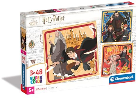Clementoni Harry Potter Puzzle 3 x 48 Teile | 32 x 22 cm für Kinder ab 5 Jahre - buntes Kinderpuzzle mit besonderer Leuchtkraft & Farbintensität 25312