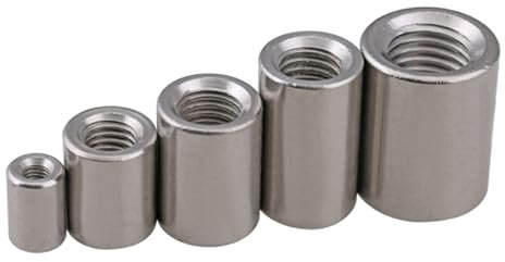 Edelstahl-Verlängerung, lange Verlängerung, runde Kupplung, Verbindungsstück, Hülsenmutter, metrisches Gewinde M3, M4, M5, M6, M8, M10, M12, M14, M16 (Color : 10pcs, Size : M5x10x8)