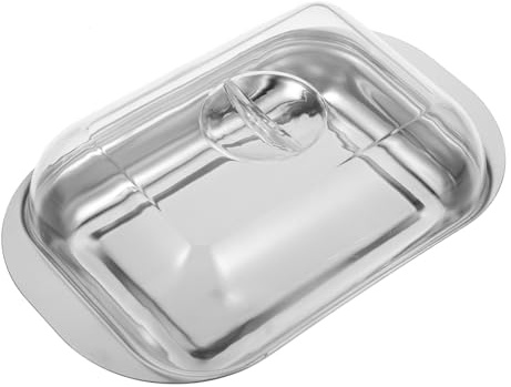 VINTORKY Mantequera Inox Tapa Redonda, Plato Para Mantequilla y Frutas, Acero Inoxidable Resistente, Apto Para Vajilla Del Hogar, Almacenamiento Práctico Para Snacks y Postres, Color Surtido