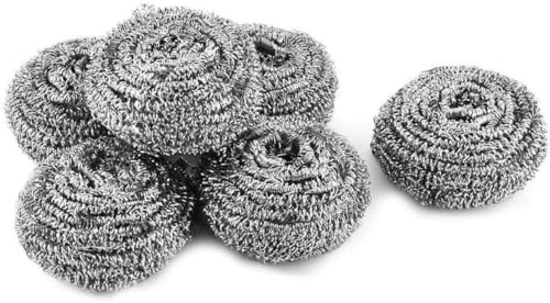 Vision4ever 8Pcs Stainless Steel Scourers Kitchen Cleaning Washing Scrubbing Pads Metal Stains Grease Scrubber Pad Washing Dishes Cleaning