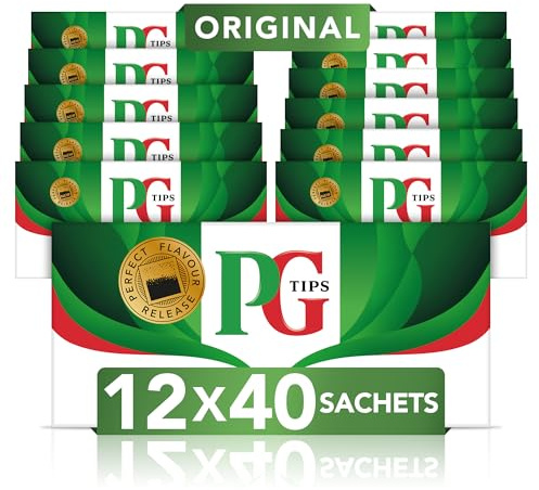 PG Tips Schwarztee Teebeutel Original Englischer Tee 12x 80 Beutel | Für Ihre tägliche Tasse Tee: ein vollmundiger, kräftiger Aufguss, perfekte Aromenentfaltung, Teebeutel auf pflanzlicher Basis