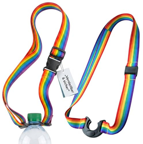 MIJOMA Porte-bouteille arc-en-ciel Pride – Élégant porte-gobelet, universel et sûr pour le festival et le plein air (12)