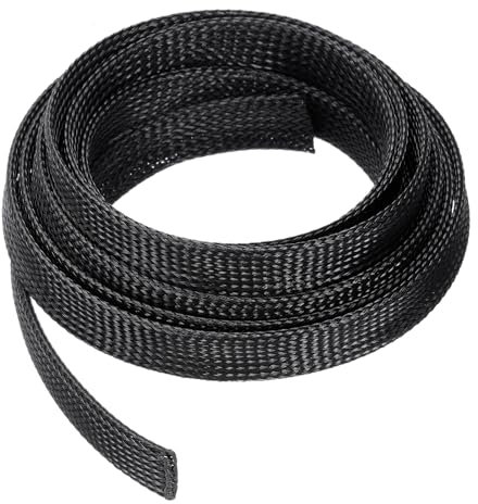 QUARKZMAN Gaine de Câble Tressée Extensible de 10 Pieds - 3/4 Pouce, Protecteur de Cordon de Gestion de Câbles en Pet, Tube d'Enroulement de Câbles pour TV, Ordinateur, Audio, Noir