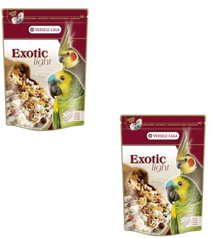 Versele-Laga Loros Exotic Light | Pack Doble | 2 x 750 g | para periquitos Grandes y Loros | con 35% de Cereales inflados, Incluyendo maíz inflado y Trigo inflado