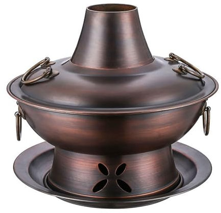 HHCTEBEC Olla De Cobre para Shabu De CarbóN, Antigua Olla China para Shabu De Beijing, Olla para Cocinar Al Aire Libre, Olla para Picnic, Olla para Estofado, Fondue De Queso,C-36cm