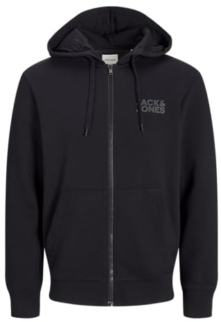 Jack & Jones Sweat à Capuche zippé avec Logo Jjecorp, Noir, XL