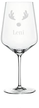 EKM Living Spiegelau & Nachtmann Style Wein Glas personalisiert (Xmas Rentier)