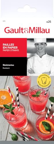 GAULT&MILLAU - Pailles en Papier x25 - Écologiques et élégantes - Idéales pour boissons froides et cocktails - Lot de 1
