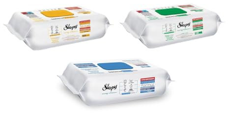 Sleepy Easy Clean Oberflächenreinigungstücher – 1 Gelb, 1 Blau, 1 Grün - 300 Tücher + Bambus Vital-Pads