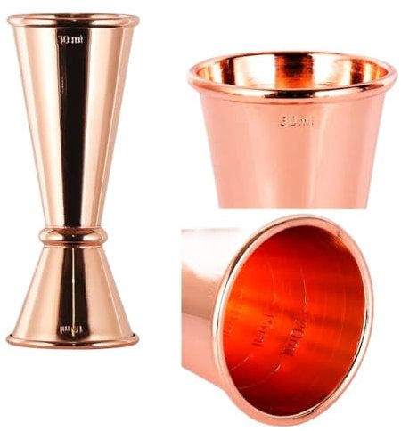 CHFYIJYHM Curl Cocktail Jigger, Outils de barware de Tasse à mesurer d'esprit à Double Coup d'acier Inoxydable 304, for Le Style de Barre à la Maison(B-Rose Gold 15-30ml)