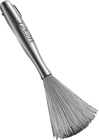 Paquete de 2 cepillos estropajos de acero inoxidable, estropajo de metal resistente, cepillo de limpieza de ollas para wok, sartén de hierro, fregadero, sartenes, cepillo de cocina apto para