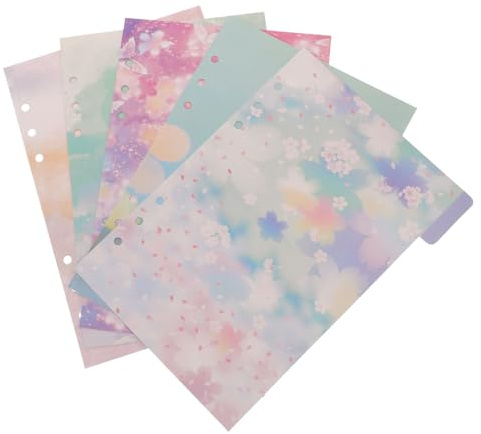 DOITOOL Intercalaires de Cahier A5 Motif Cerisier et Ciel Étoilé, 5 Onglets pour Classeur à Anneaux, Organisation Pratique pour Bureau et École Style Aléatoire