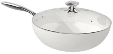 NTALJC Padella fritta per vetri Bianchi Beici, Padella Non bastonale in Ceramica Domestica, fornello Frigorifero a Fondo Piatto, Universale