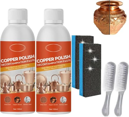 Messing Kupfer Reiniger Politur Spray, Kupferreiniger und Politur Spray, CopperCleaner für Töpfe & Pfannen, Natürliche Messingreiniger für Messing Kupfer und Edelstahl Reinigung (2)