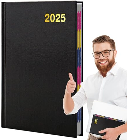 2025 Planer-Notizbuch – tragbarer, gebundener Organizer, spritzwassergeschützter, elastischer Einband, A5-Größe, täglicher Notizblock mit integriertem Kalender, kompakter Schreibblock für Arbeitsplatz