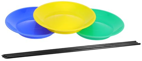 Toyvian Juego de 3 Platos de malabarismo: Platos de Circo giratorios con Palos de Equilibrio - Accesorios de malabarismo de plástico, Juguetes de Entrenamiento para presentaciones en el Escenario