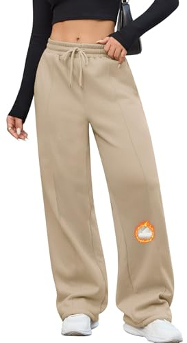 PASUDA Pantaloni Tuta Donna Pantaloni Termici Invernali Casual Larghi Pantaloni Jogging a Vita Alta Pantalon Sportivi Lungo Comodi in Pile Gamba Larga Jogger con Tasche e Coulisse (Kaki, M)