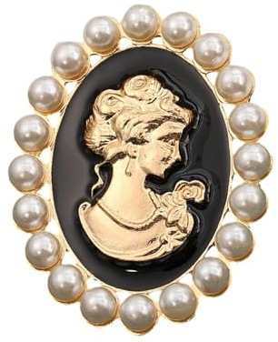 Viktorianische Kamee-Brosche mit Strasssteinen und Perlen, Akzent für Frauen, eleganter Vintage-Schmuck, Geschenk, viktorianische Kamee-Brosche, Jacken, Schals