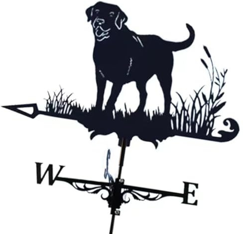 amangul Wetterfahne aus Eisen mit Labrador-Ornament, Wetterfahne für Dächer, Gärten, Winde, Richtungsanzeiger, Outdoor-Dekoration, Kuppeldach-Dekoration