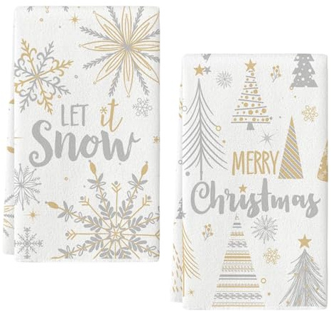 NUOGUAYI Weihnachtliche Küchentücher, 2er Set Geschirrtücher Weihnachten, trockentücher küche, Weihnachts geschirrtuch, Christmas Decorations Tischdeko Weihnachten (B)