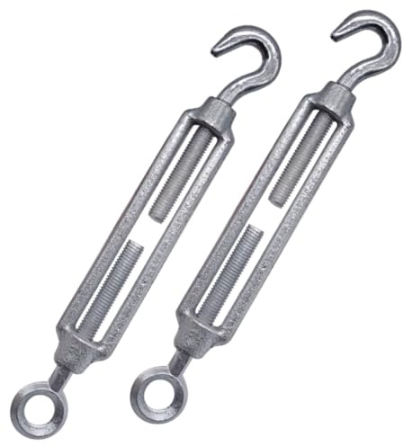 SKIR'CO (2 Stück) Spannschloss-Drahtspanner M10, verstellbare Spannschlösser mit Haken und Öse, Seilspannung