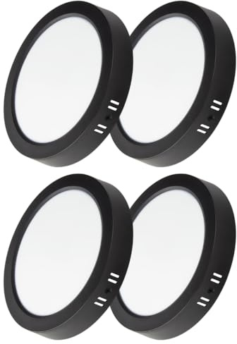 LUXULA 4 Stück LED Aufbauspot flach Schwarz Ø109x28mm, 6W 600lm, IP44 | IP44 Aufputz Spot, CCT 3000K 4000K 6000K einstellbar, Deckenlampe Aufbauleuchte für Bad, Küche, Flur und Wohnzimmer