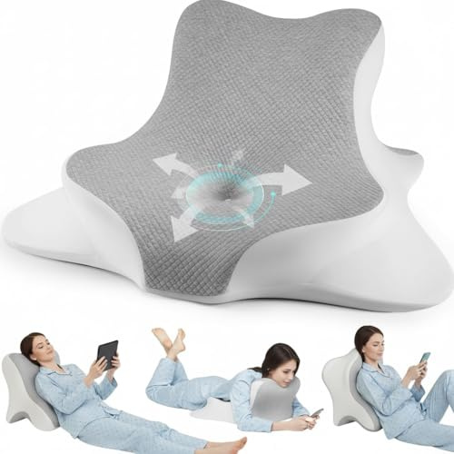 lomonmen Nackenkissen Kopfkissen,Lesekissen für Bett und Sofa,Ergonomisches Memory Schaum Keilkissen für Rücken Nackenstützkissen,Multifunktions Keilkissen Rückenkissen für Seiten,Rücken & Bauchschläf
