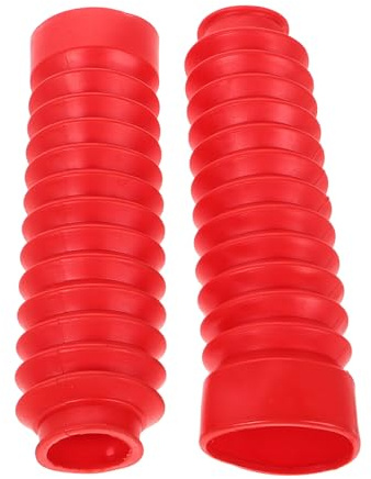 SHINEOFI Soufflets de Fourche Moto en Caoutchouc Rouge Paire de Cache-Tube de Fourche Anti-Poussière Protection Amortisseur Suspendre pour Cross et Dirt Bike