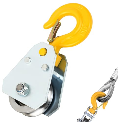 Umlenkrolle Stahlseil, 1 Ton Umlenkrolle mit Kugellager und Haken, Umlenkrollen für 16mm Seile Stahlseil, Umlenkrollen Stahlseile für Seile Seilzug Systeme Forst Industriezubehör