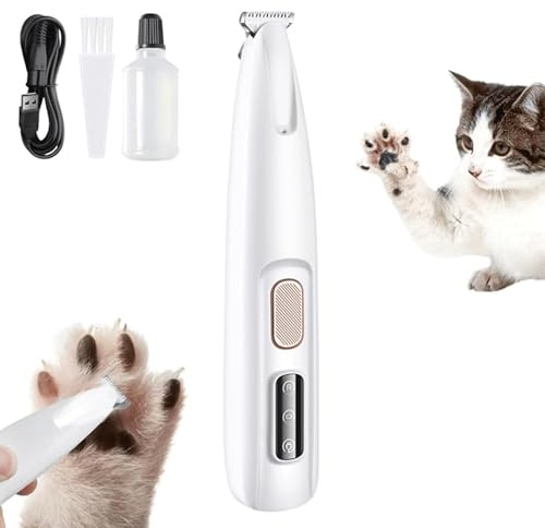 Patounet Tondeuse, Tondeuse Patounet Chat, Professionnelle Avec Lumière Led, Rechargeable Usb,Clipper À Petits Chiens, Pour Pattes,Yeux, Oreilles, Visage, Corps (1P)