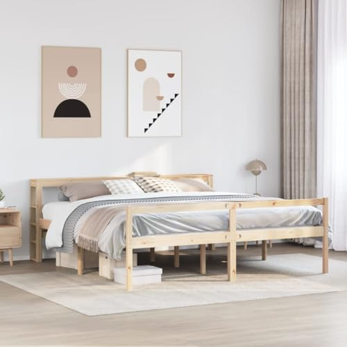 Genérico Cama para Personas Mayores con cabecero Madera Maciza 180x200cm, Camas y somieres Marrón,3305871