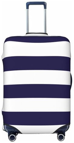 HJFIERYF Funda de equipaje de viaje con rayas azules, grises y blancas, protector personalizado para maleta, resistente al polvo y los arañazos, Grosella negra, rayas blancas y moradas, XL, Maleta