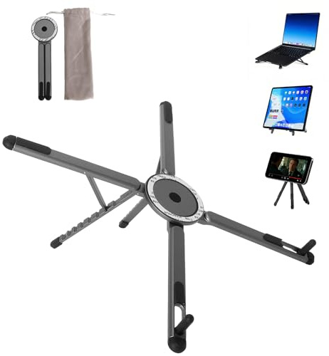 SERYUUT Supporto Laptop 3 in 1,Pieghevole Regolabile Supporto Notebook Supporto MacBook Stand Laptop Ergonomico in Alluminio Magnetico Portatile per Scrivania Ufficio Viaggio Auto Aere