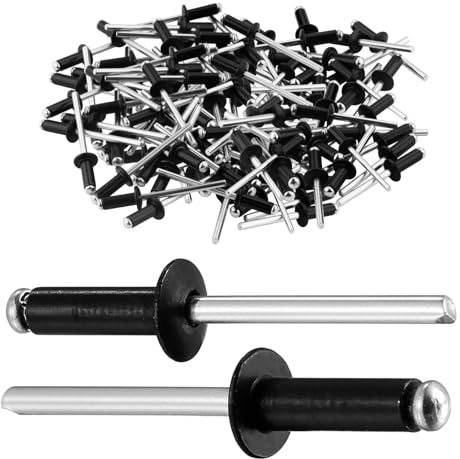 100 Piezas Remaches Ciegos Cabeza Domo 2,4mm 3mm, Extremo Abierto Remaches Pop, Tapa Aluminio Núcleo Hierro Remaches Matricula Coche para Madera Plástico Metales Delgados Moto Muebles(3X12mm)