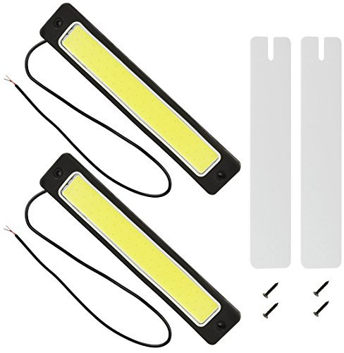 Safego 2Pcs/Set DRL LED COB Daytime Running Light Ampoule de Barre Lumineuse Feux de Jour Blanc Pour Voiture 16W 6000K DC 12V