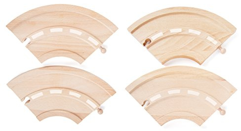 small foot 10808 World Straßen-Set natürlichem Holz, Vier Kurven, kompatibel mit Allen gängigen Holzeisenbahnen, 25 x 10.5 x 1 cm